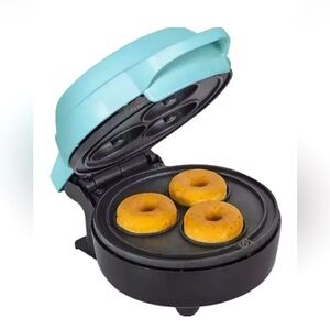 Bella Mini 3 Donut Maker Nonstick Coated 350 W, Blue/Gray With Recipes NIB